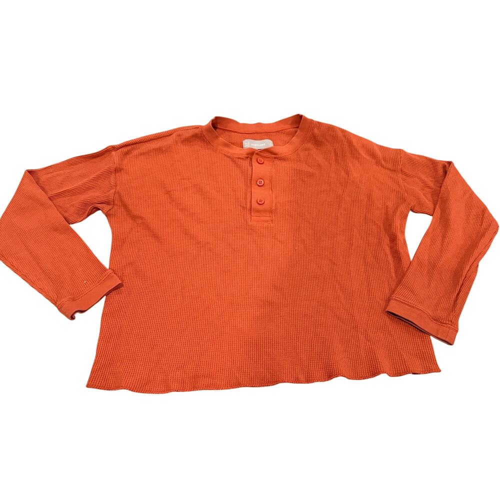 Everlane Orange Thermal Henley Long Sleeve Shirt Small